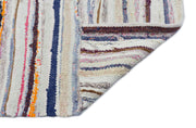 Girit Beige Striped Wool Handmade Area Rug 5'3" x 6'7"