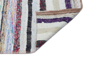Girit Beige Striped Wool Handmade Area Rug 3'1" x 7'11"