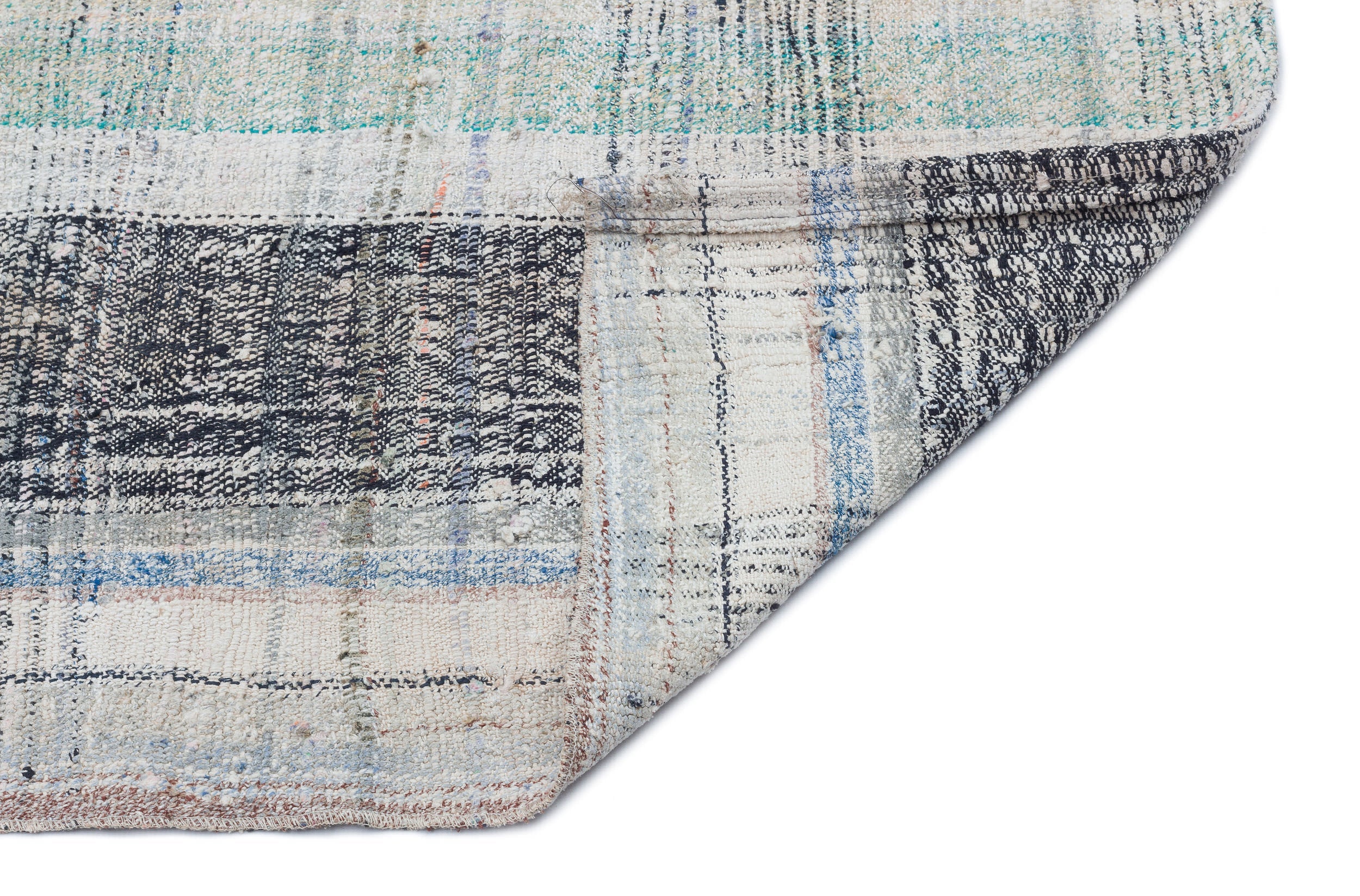 Girit Beige Striped Wool Handmade Area Rug 5'8" x 6'7"