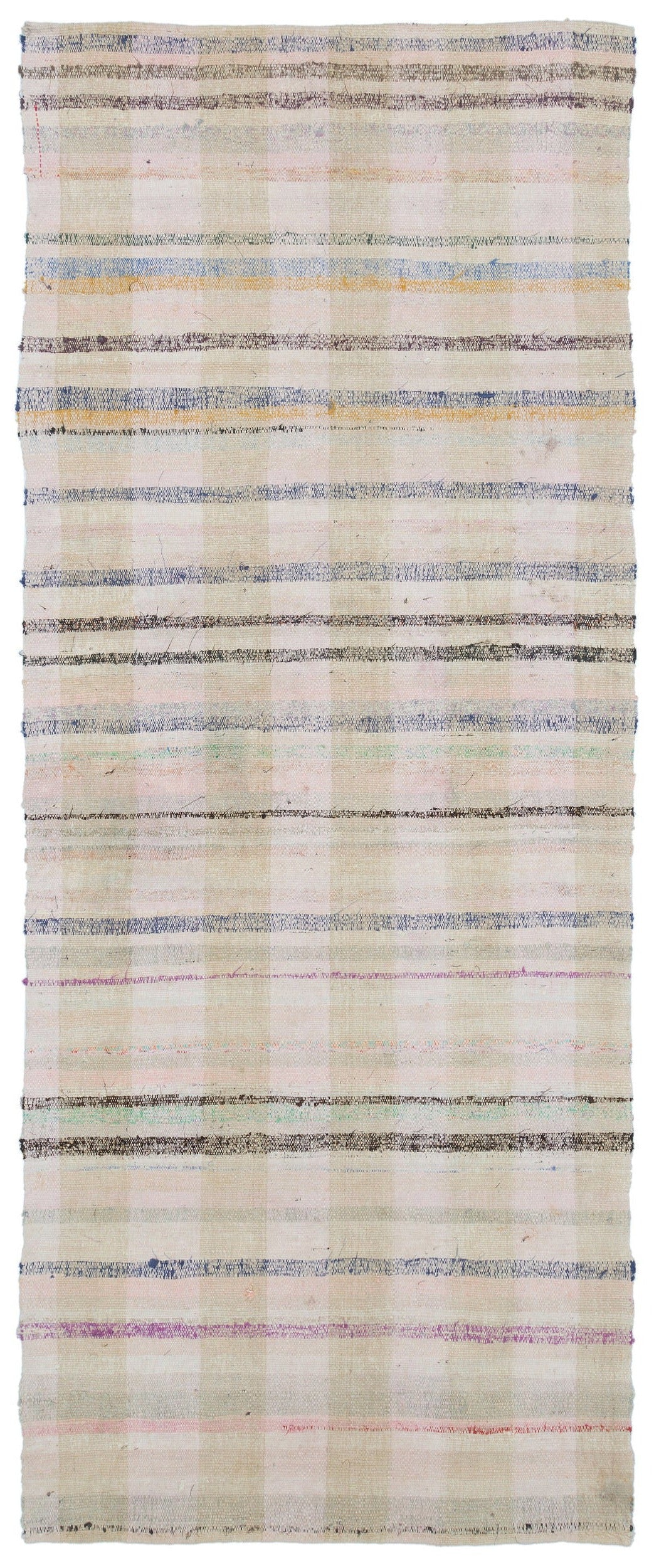 Girit Beige Striped Wool Handmade Area Rug 3'8" x 9'0"
