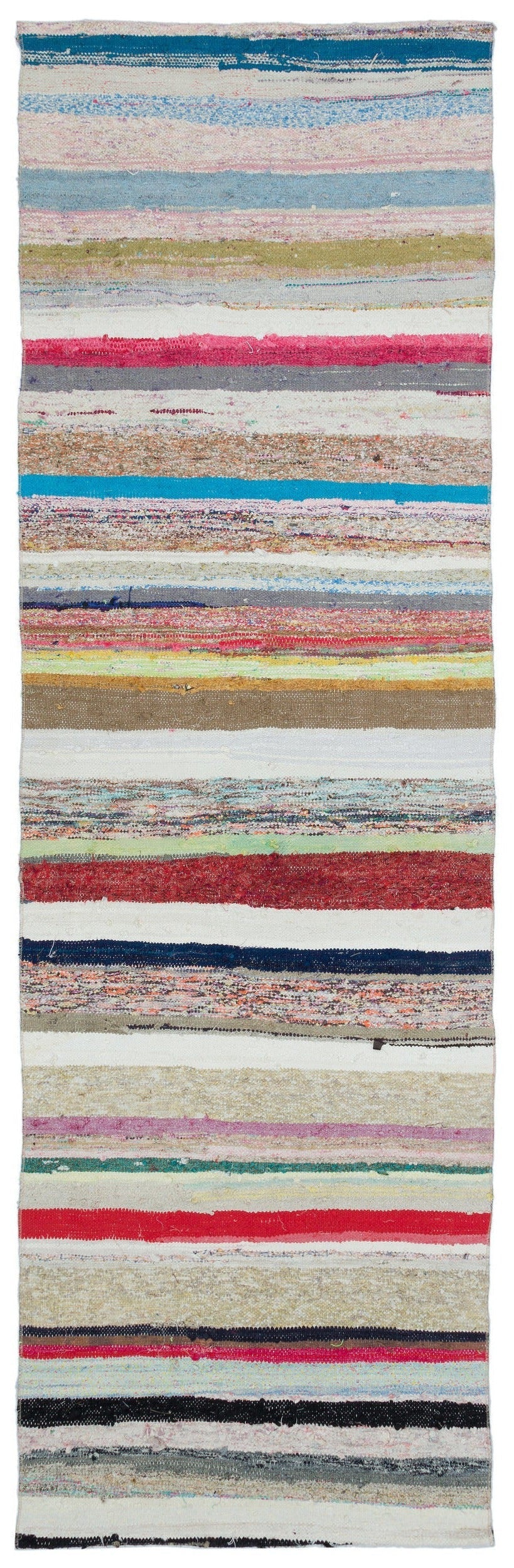 Girit Beige Striped Wool Handmade Area Rug 3'1" x 10'0"