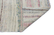 Girit Beige Striped Wool Handmade Area Rug 5'5" x 8'4"