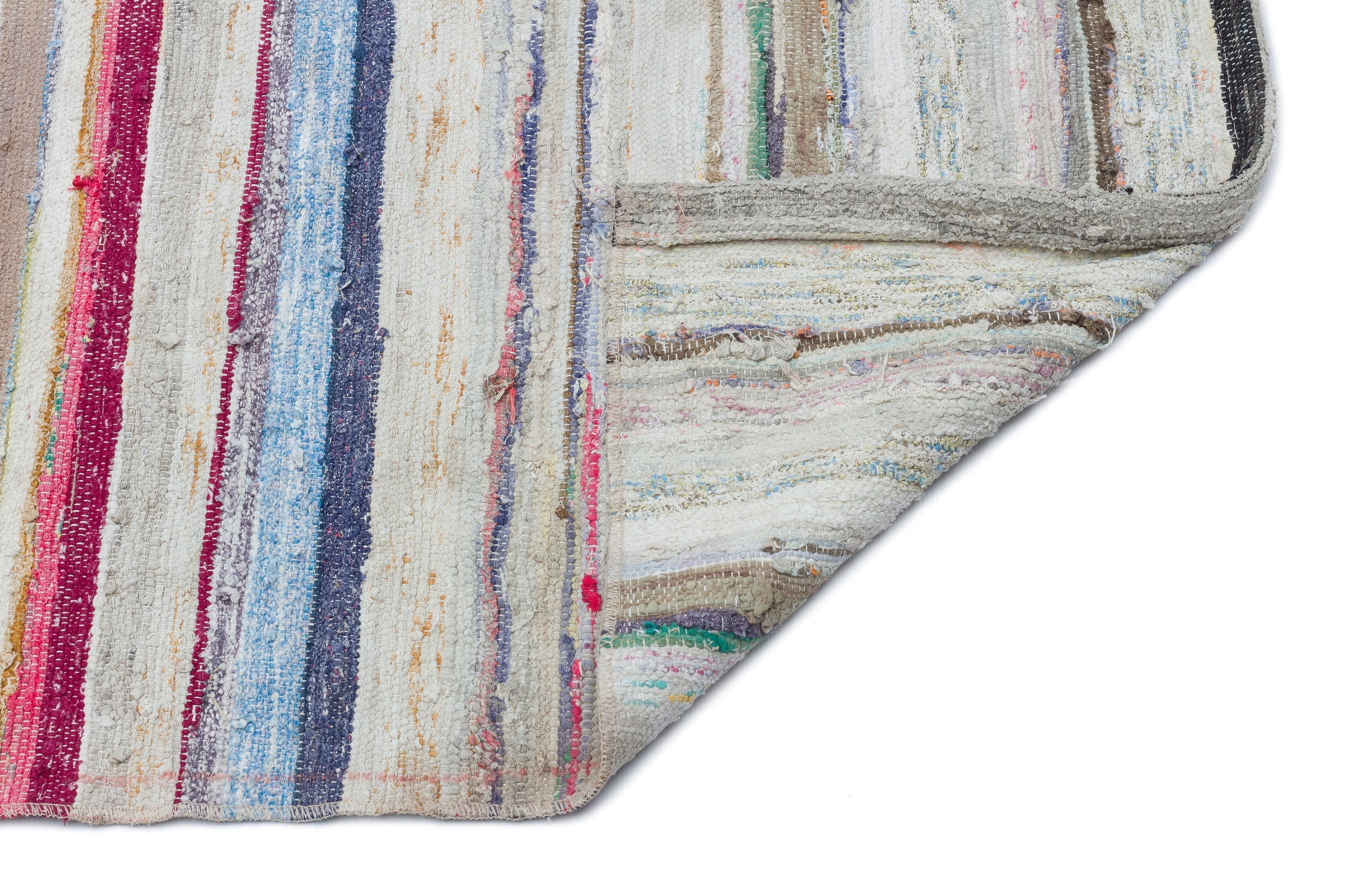 Girit Beige Striped Wool Handmade Area Rug 4'4" x 9'5"
