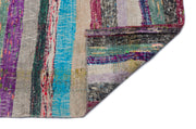 Girit Beige Striped Wool Handmade Area Rug 4'0" x 8'8"
