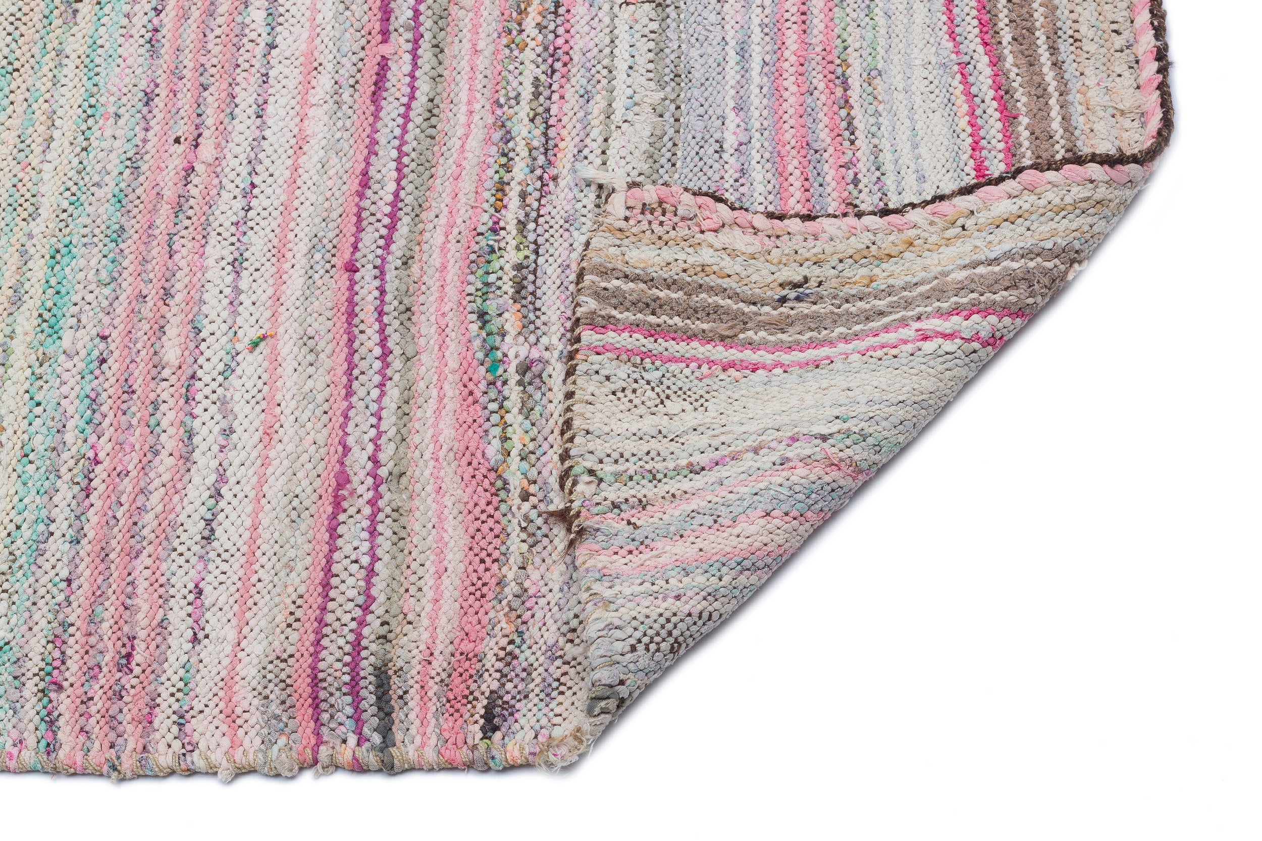 Girit Beige Striped Wool Handmade Area Rug 5'9" x 8'11"