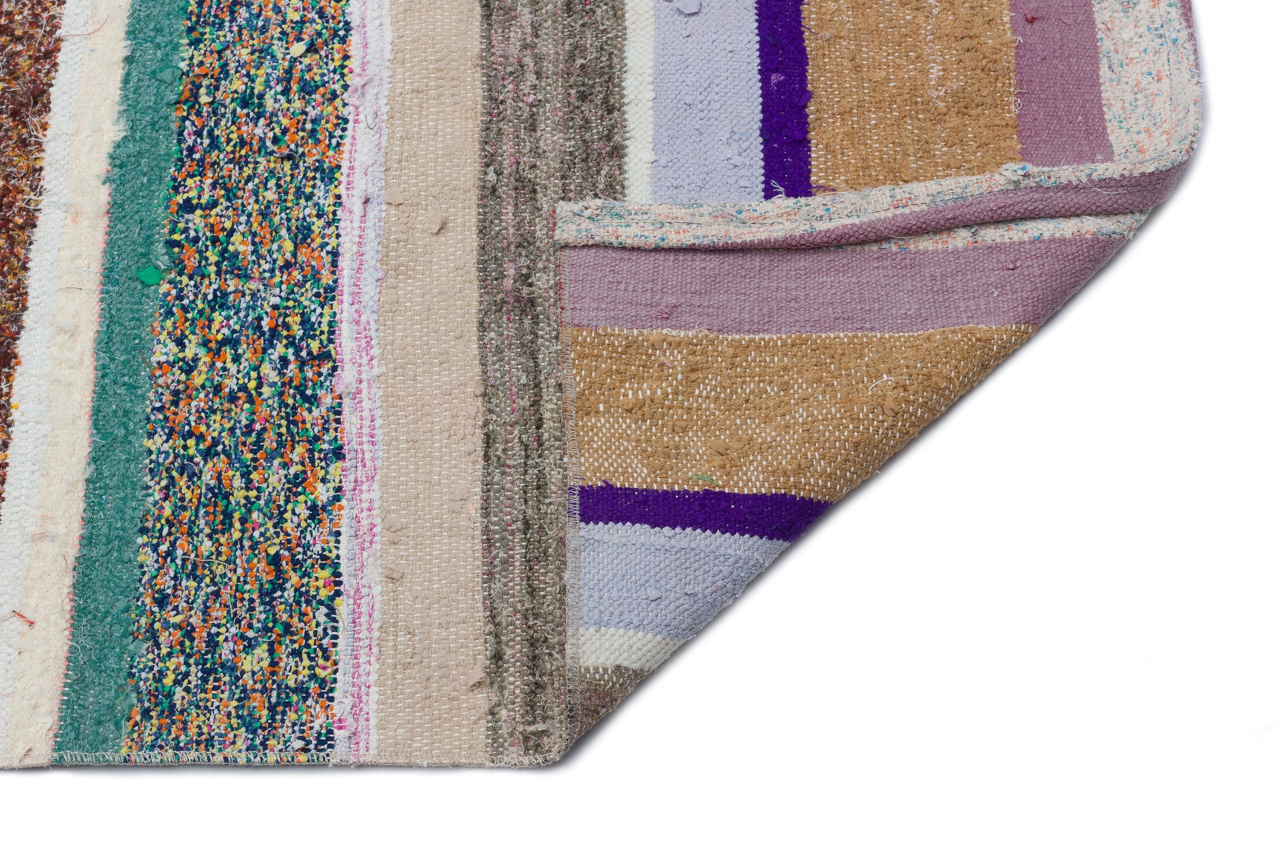 Girit Beige Striped Wool Handmade Area Rug 4'3" x 11'4"