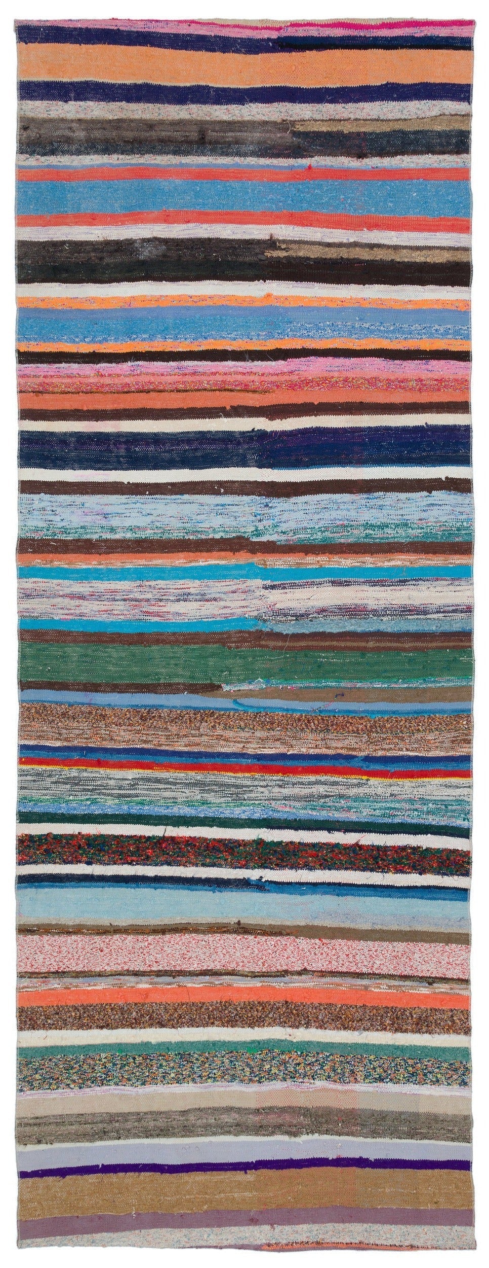 Girit Beige Striped Wool Handmade Area Rug 4'3" x 11'4"