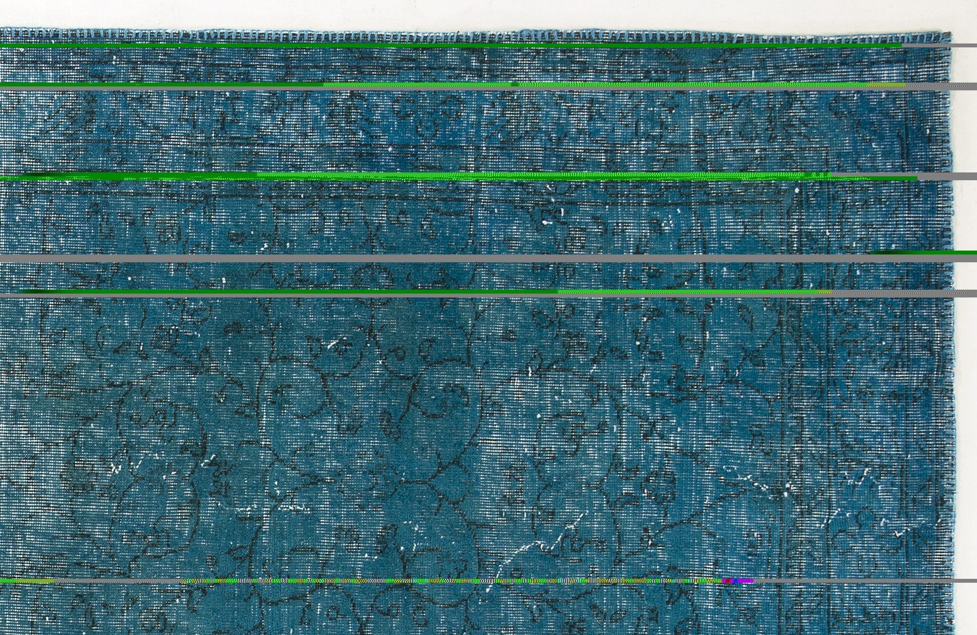 Atina Turquoise Vintage Wool Handmade Area Rug 6'5" x 9'7"
