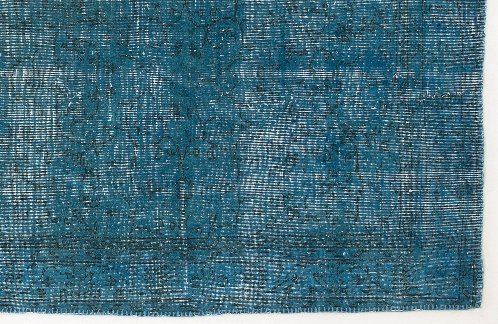 Atina Turquoise Vintage Wool Handmade Area Rug 6'5" x 9'7"