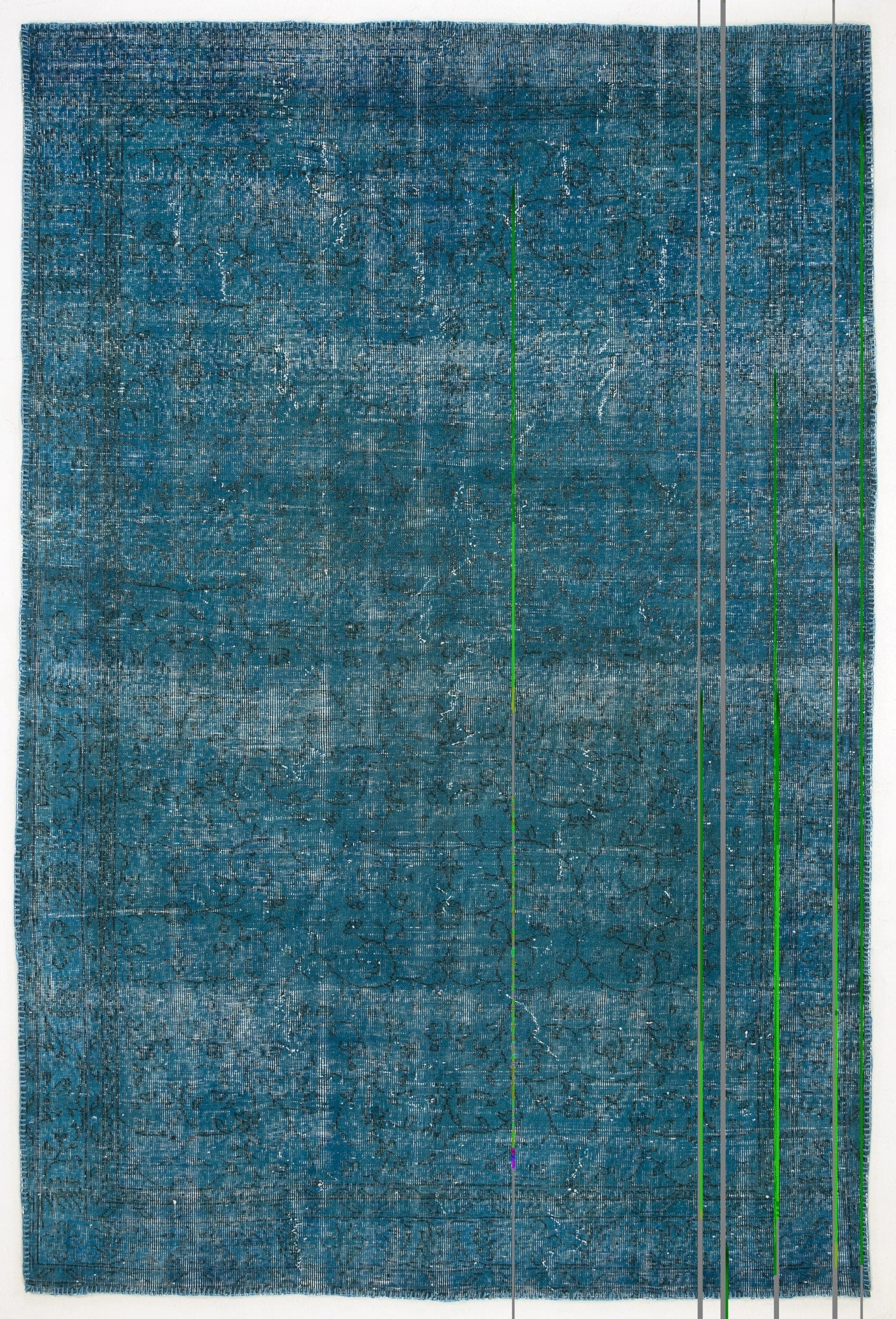 Atina Turquoise Vintage Wool Handmade Area Rug 6'5" x 9'7"