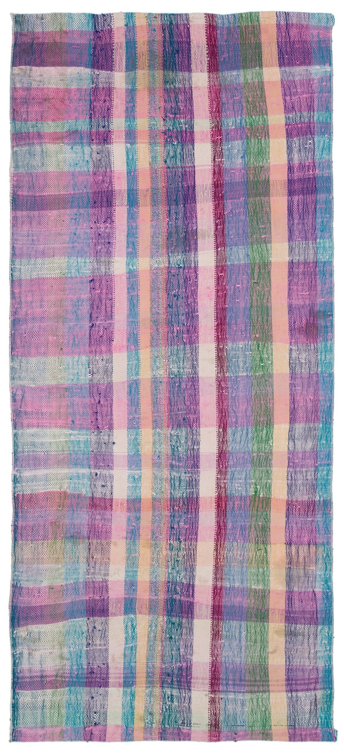 Girit Beige Striped Wool Handmade Area Rug 4'2" x 9'3"