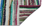 Girit Grey Striped Wool Handmade Area Rug 5'8" x 6'3"