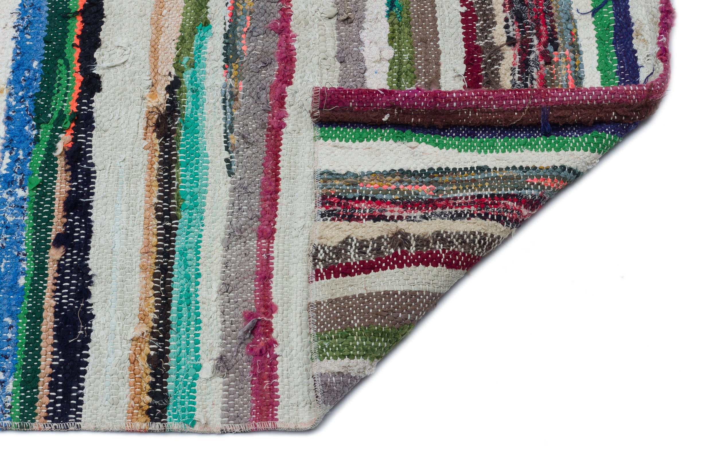Girit Grey Striped Wool Handmade Area Rug 5'8" x 6'3"