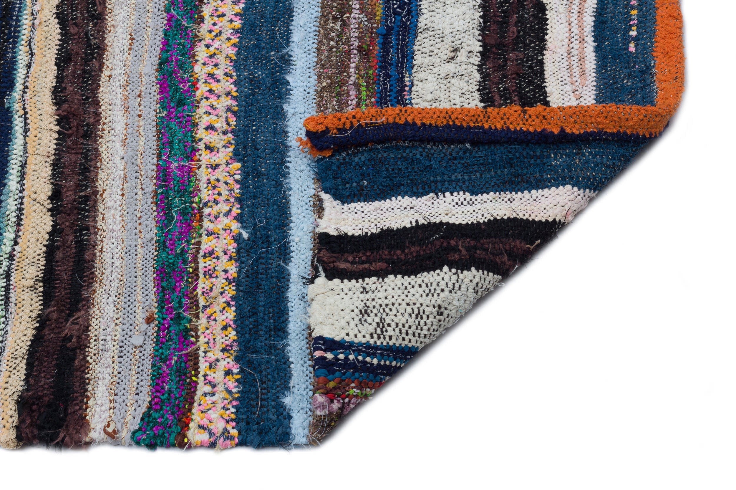 Girit Beige Striped Wool Handmade Area Rug 5'3" x 8'2"