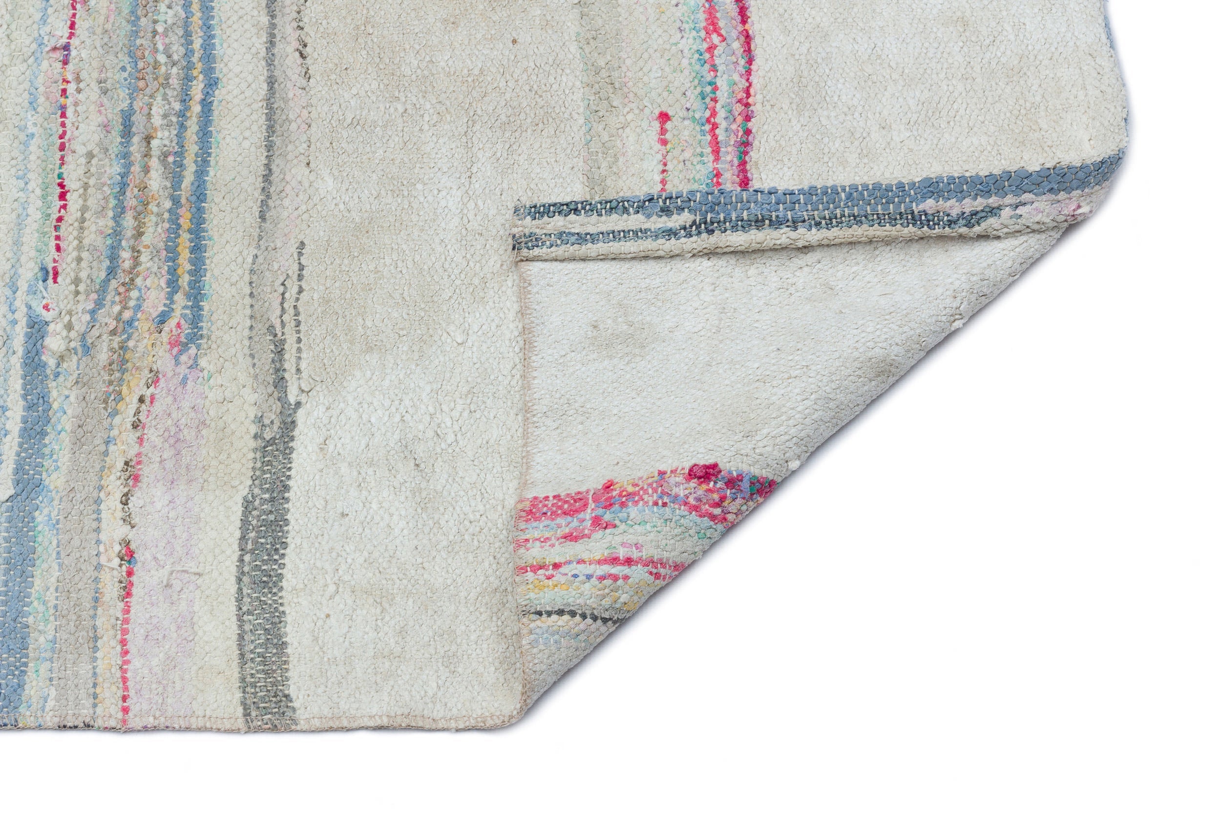 Girit Beige Striped Wool Handmade Area Rug 2'4" x 7'1"
