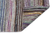 Girit Beige Striped Wool Handmade Area Rug 4'9" x 10'8"