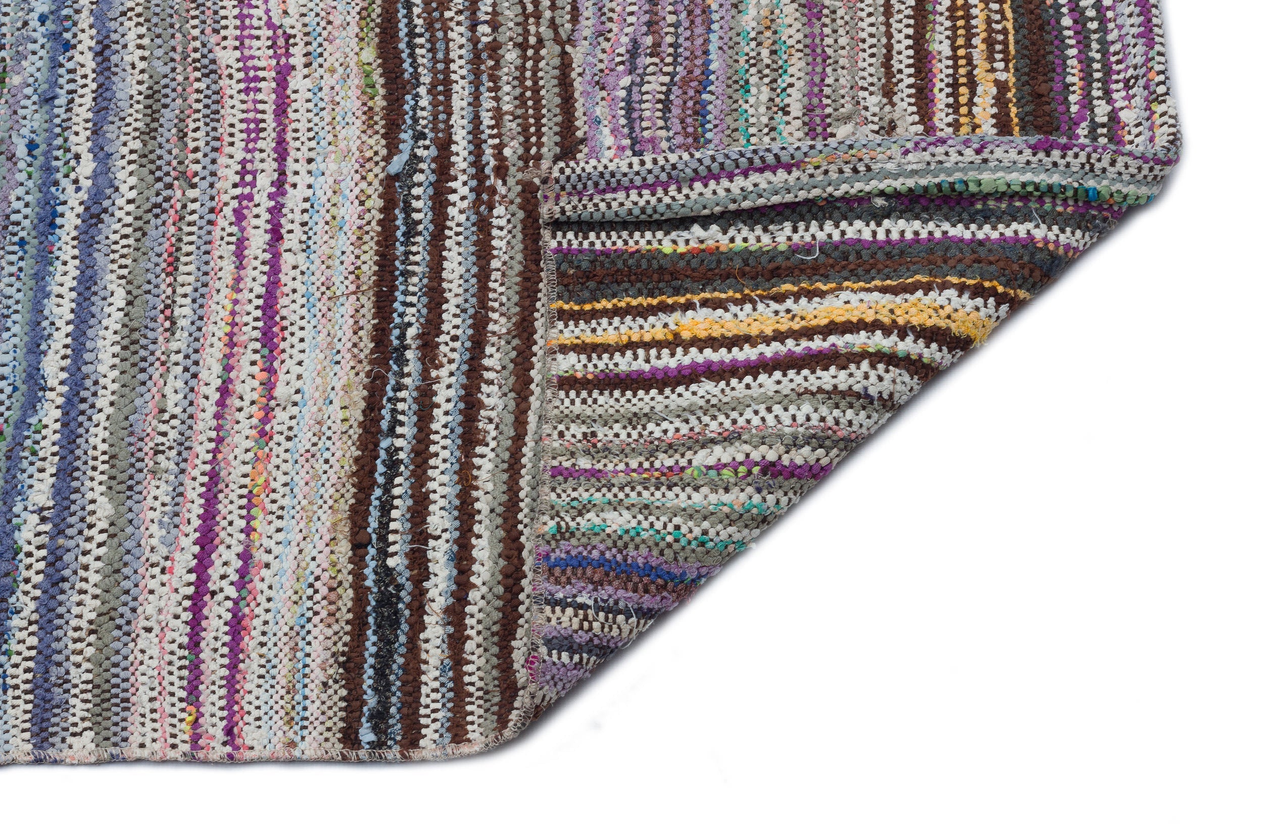Girit Beige Striped Wool Handmade Area Rug 4'9" x 10'8"