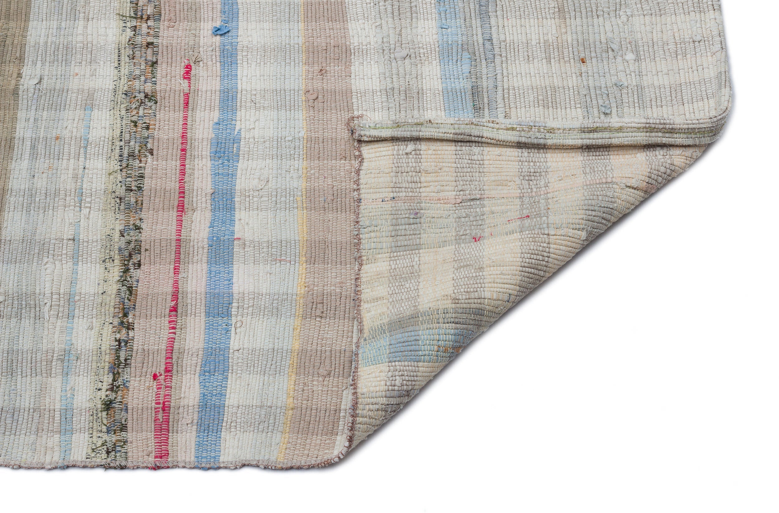Girit Beige Striped Wool Handmade Area Rug 6'0" x 9'4"