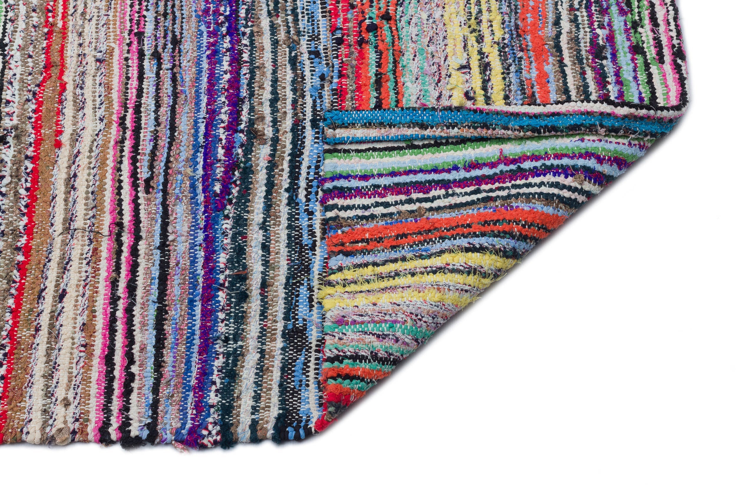 Girit Beige Striped Wool Handmade Area Rug 4'11" x 9'10"