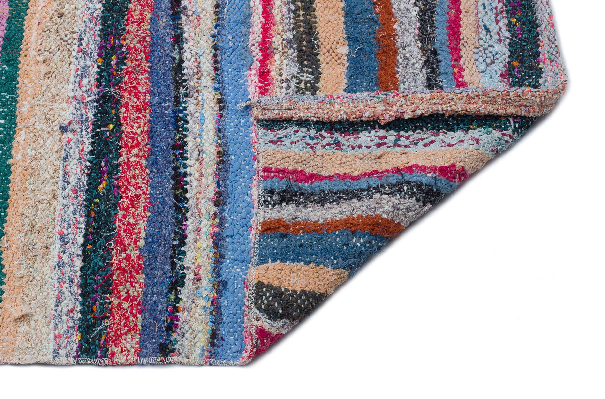 Girit Beige Striped Wool Handmade Area Rug 5'6" x 8'7"