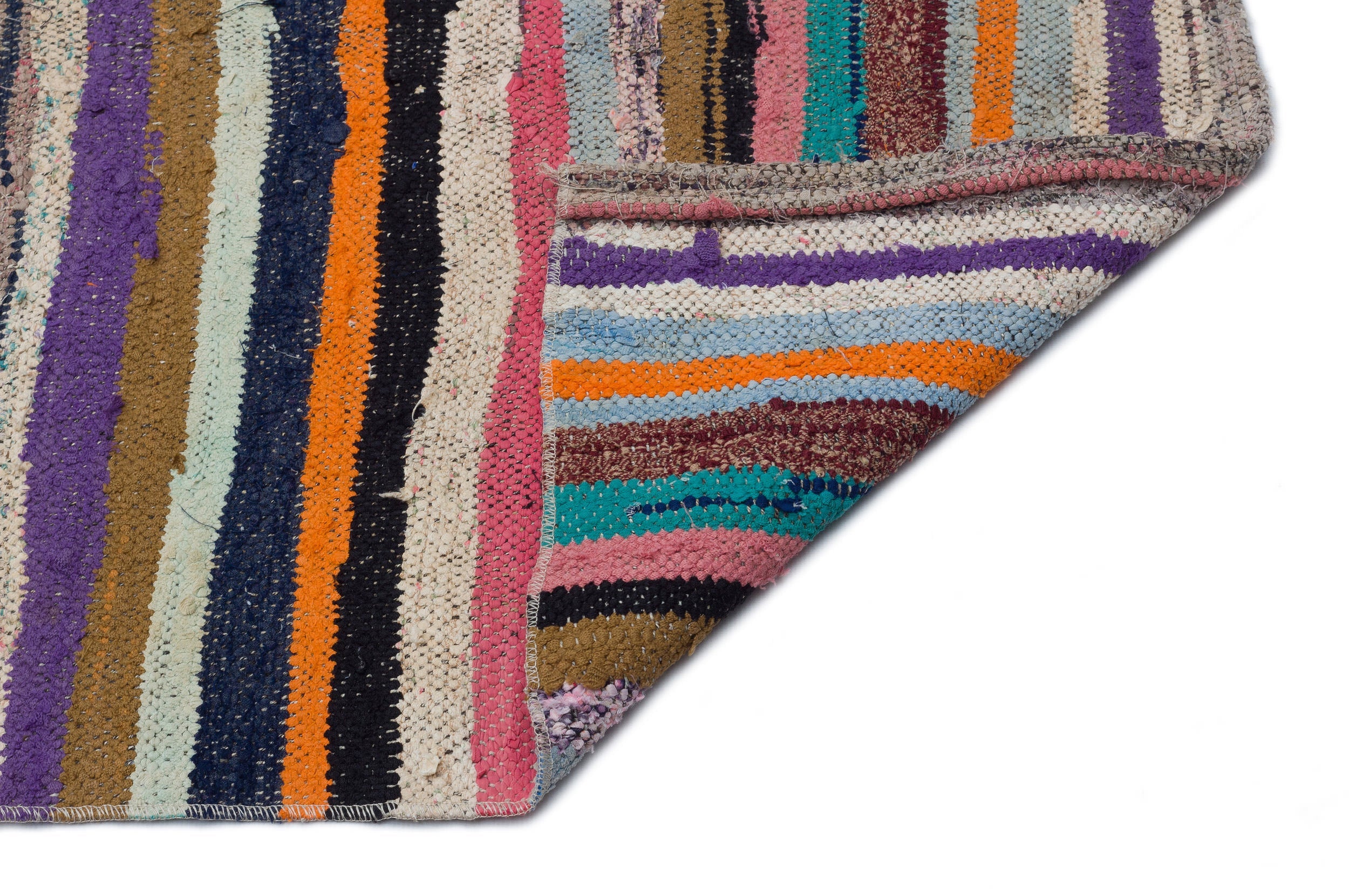 Girit Beige Striped Wool Handmade Area Rug 5'9" x 8'4"