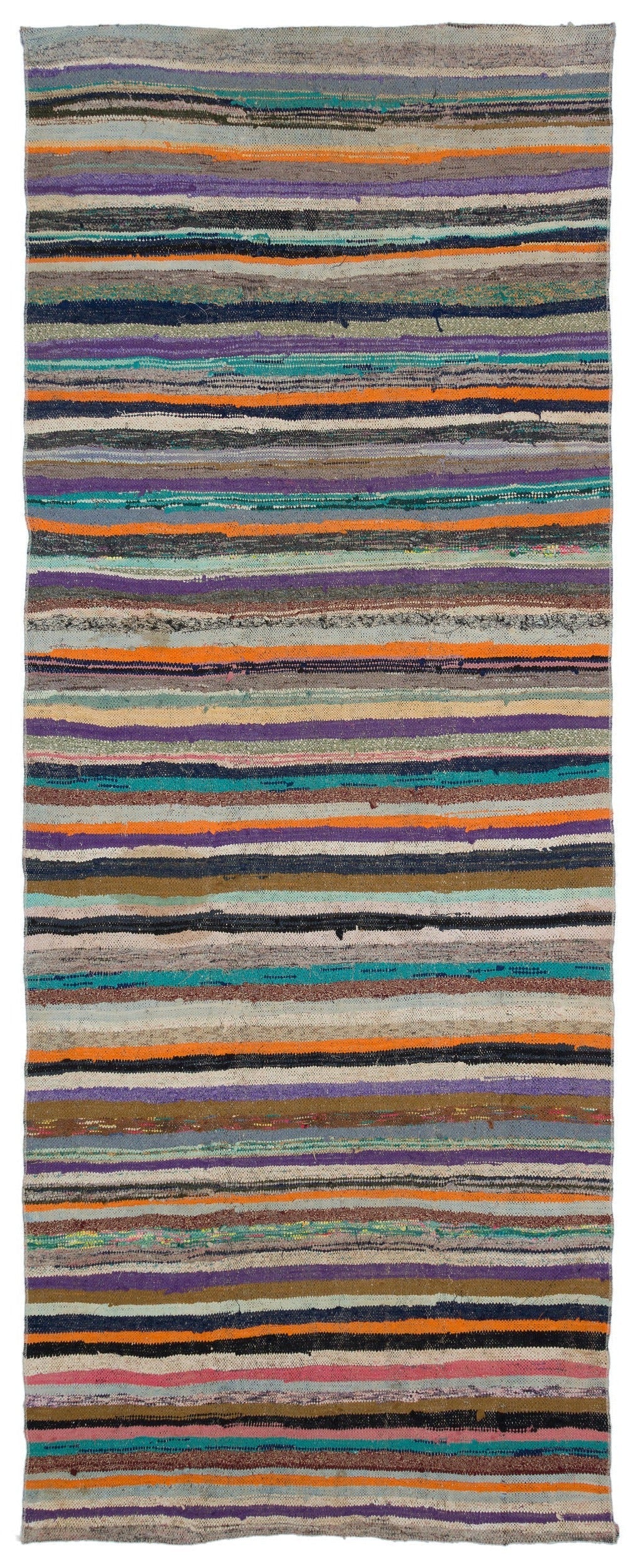 Girit Beige Striped Wool Handmade Area Rug 5'9" x 8'4"