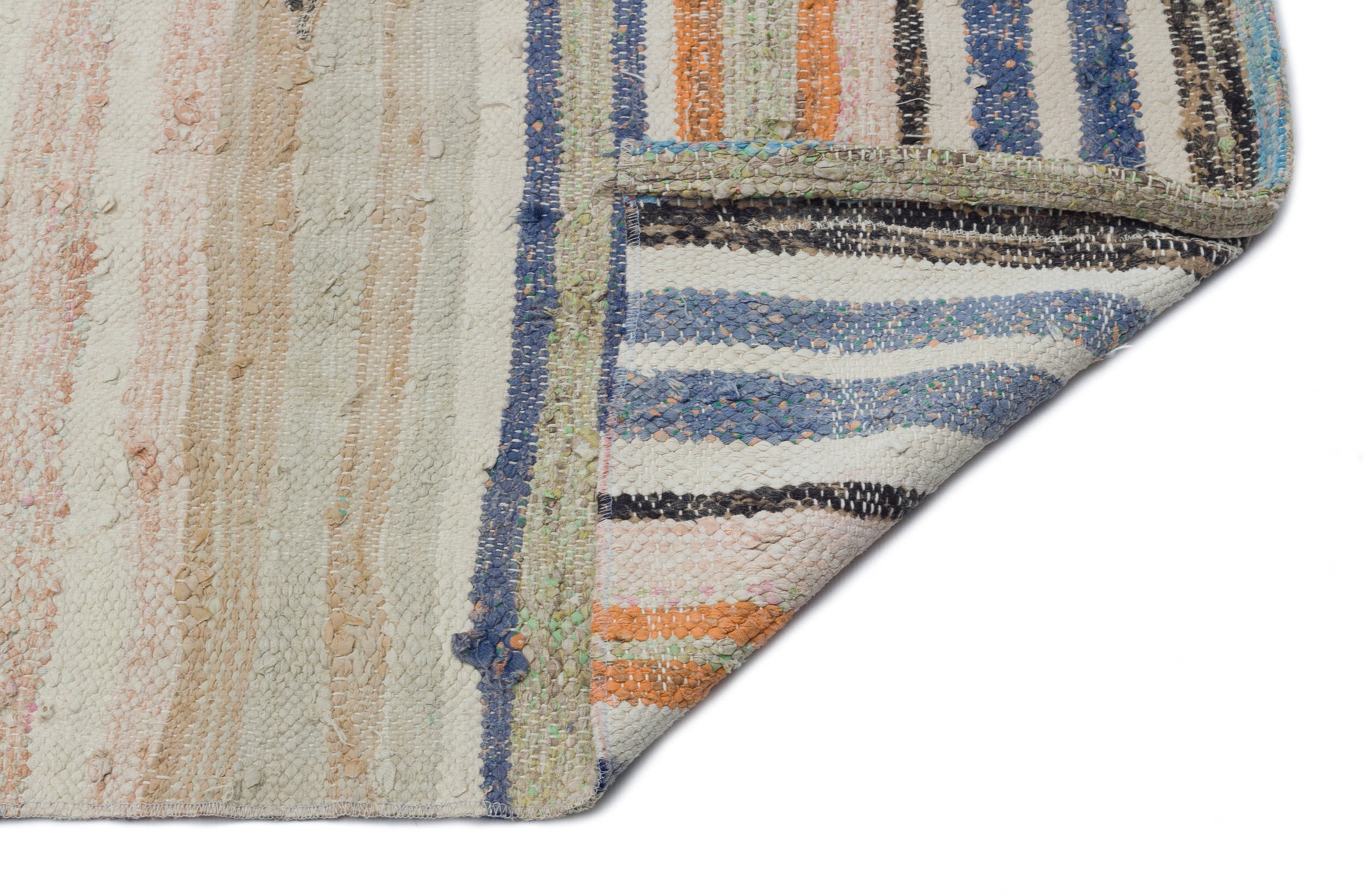 Girit Beige Striped Wool Handmade Area Rug 5'10" x 9'9"