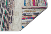 Girit Beige Striped Wool Handmade Area Rug 4'8" x 8'11"