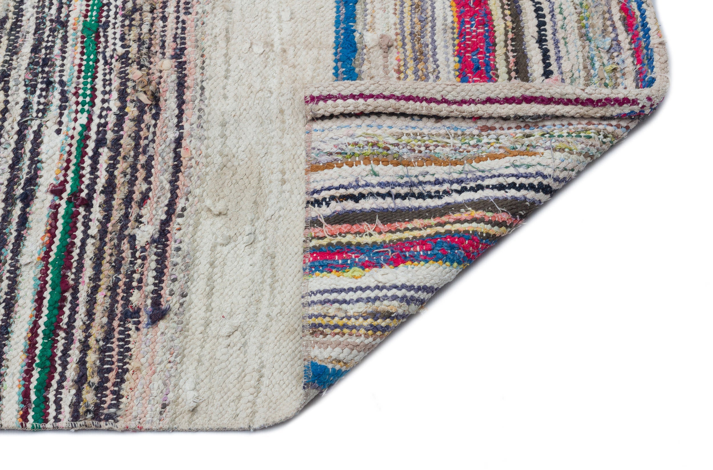 Girit Beige Striped Wool Handmade Area Rug 4'8" x 8'11"