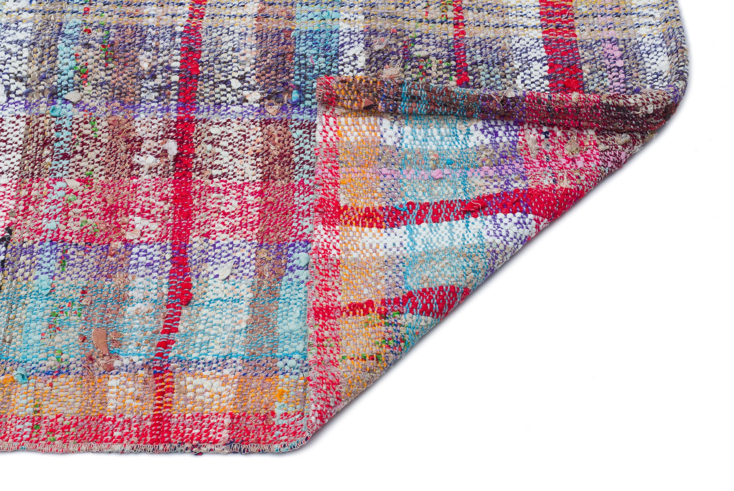 Girit Red Striped Wool Handmade Area Rug 3'5" x 6'7"
