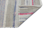 Girit Beige Striped Wool Handmade Area Rug 7'7" x 8'8"