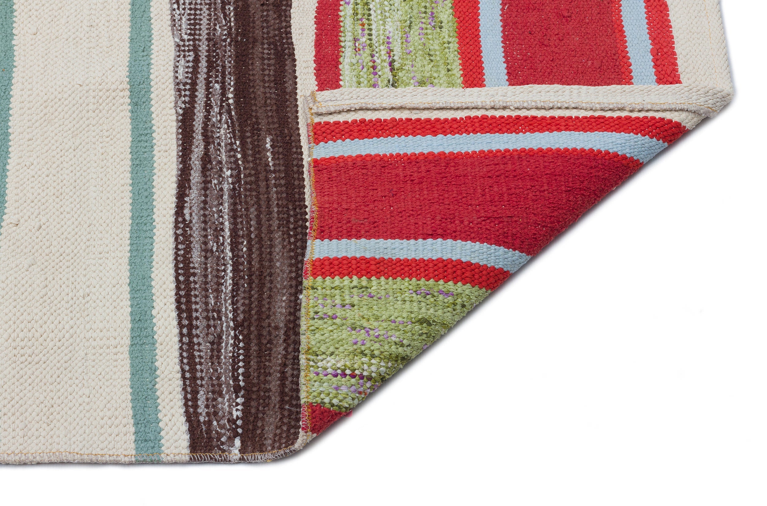 Girit Multy Striped Wool Handmade Area Rug 4'9" x 12'3"