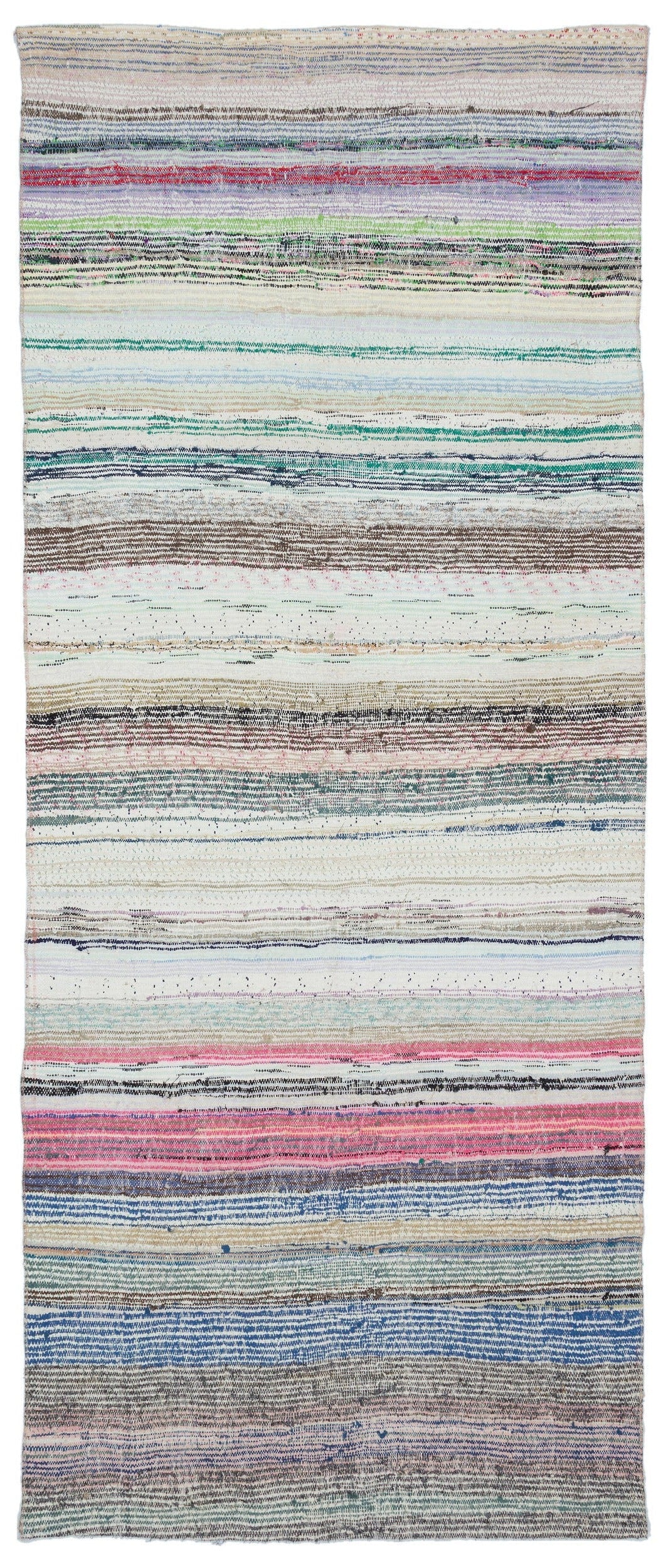 Girit Beige Striped Wool Handmade Area Rug 4'3" x 10'0"
