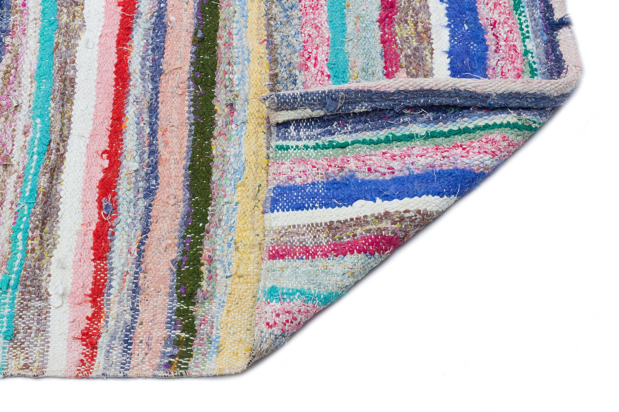 Girit Beige Striped Wool Handmade Area Rug 4'4" x 8'8"