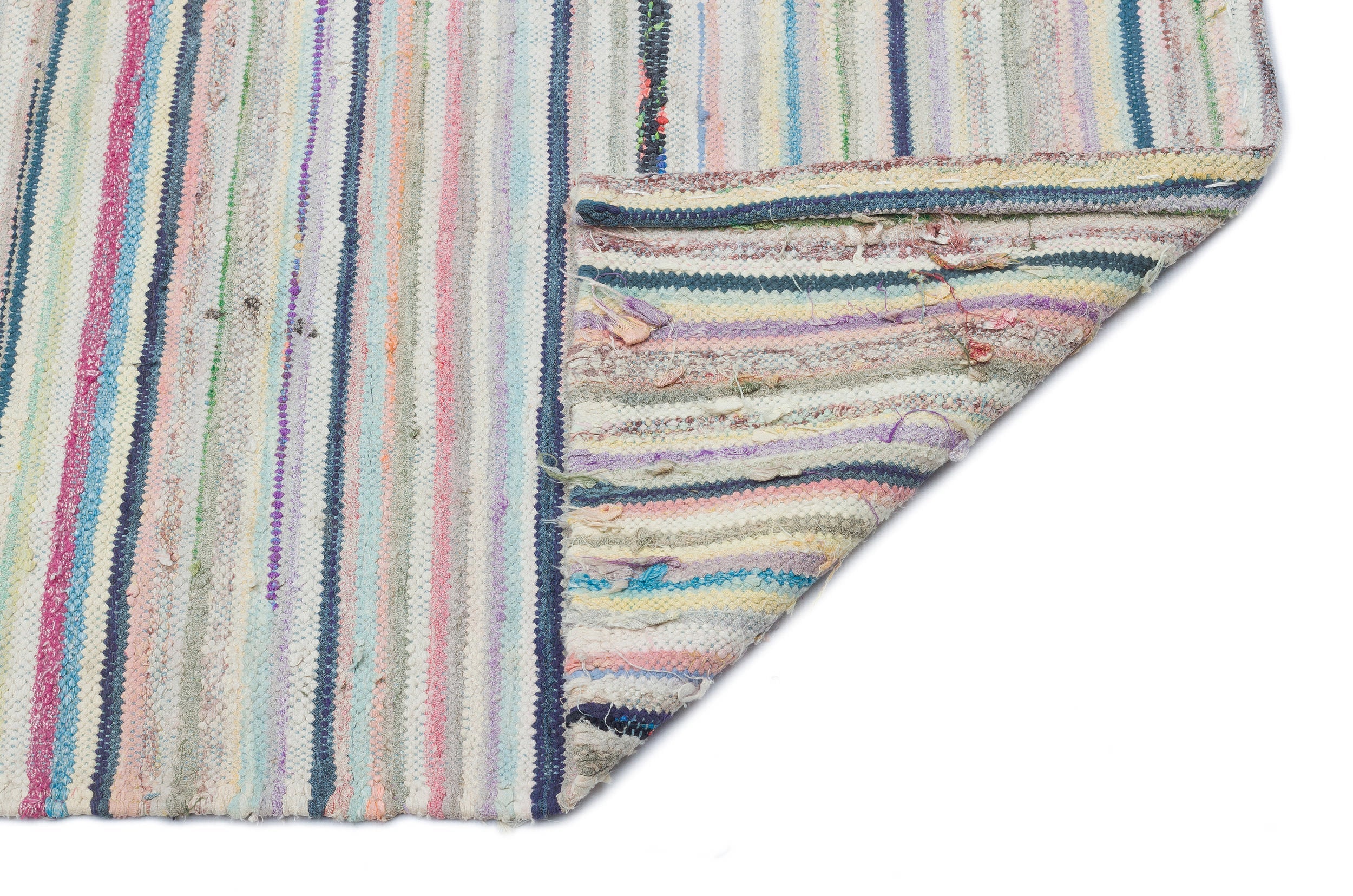 Girit Beige Striped Wool Handmade Area Rug 2'9" x 7'10"
