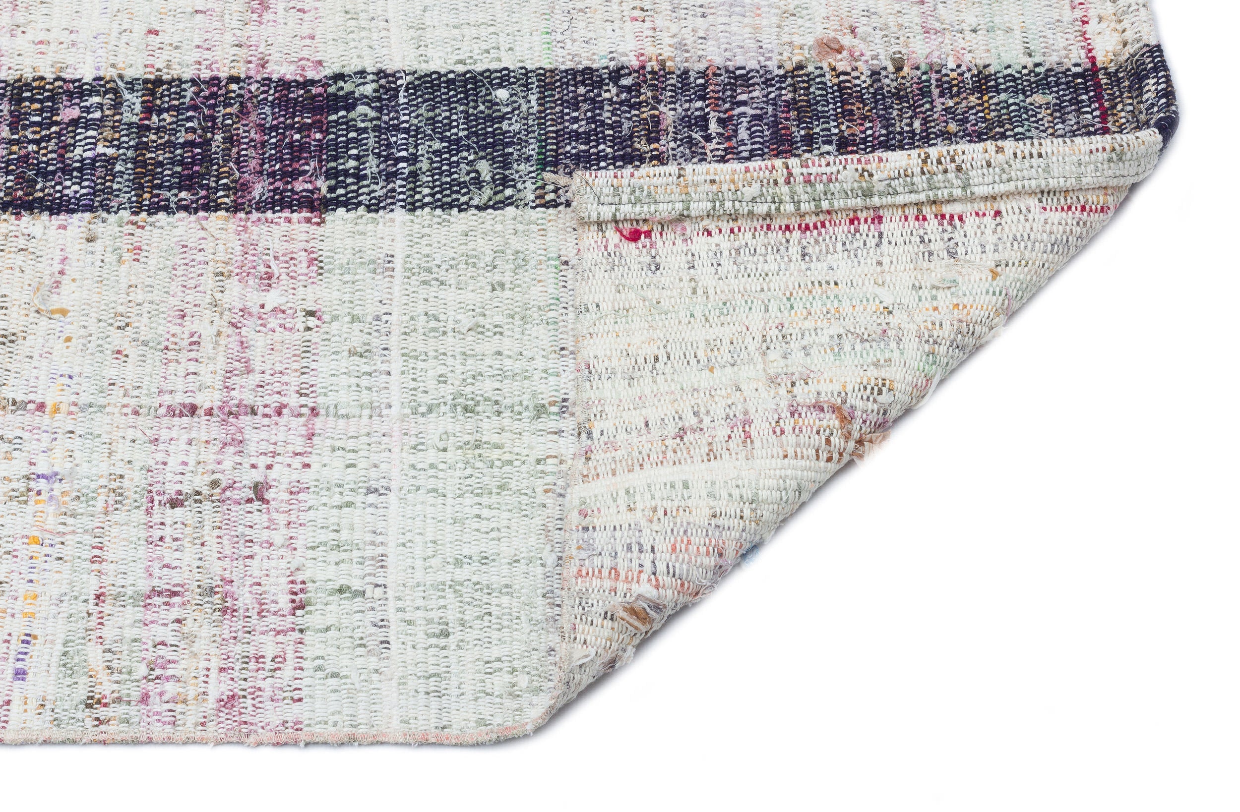 Girit Beige Striped Wool Handmade Area Rug 2'7" x 9'6"