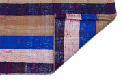 Girit Blue Striped Wool Handmade Area Rug 3'11" x 10'4"