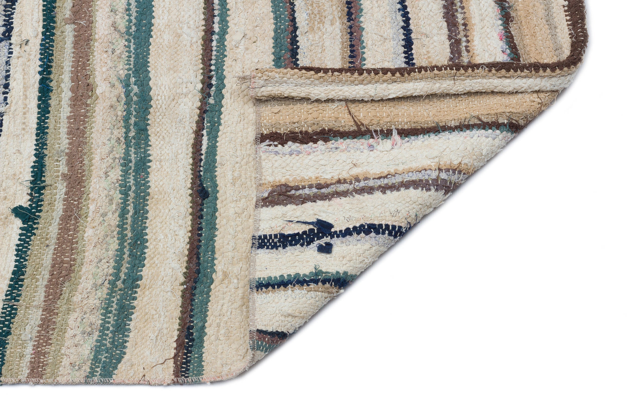 Girit Beige Striped Wool Handmade Area Rug 2'11" x 9'5"