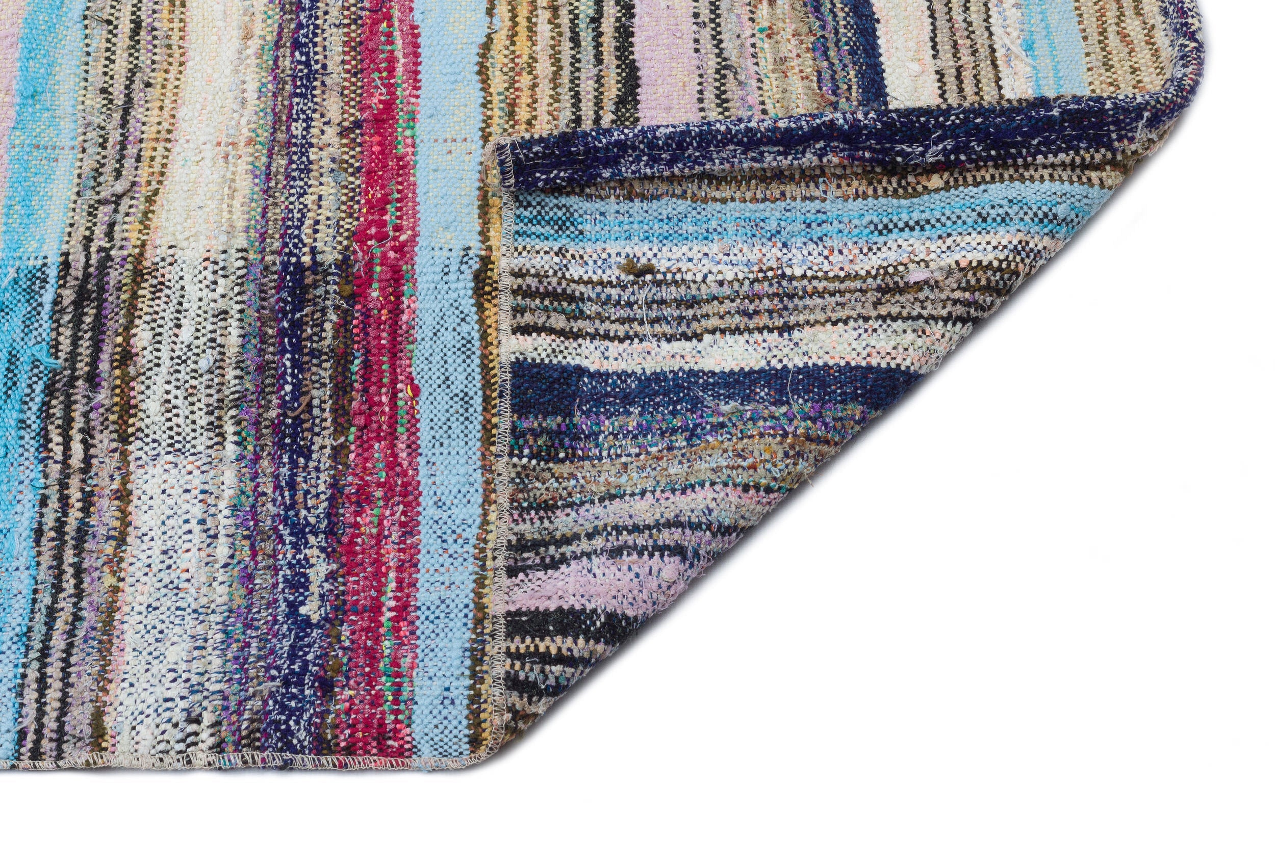Girit Beige Striped Wool Handmade Area Rug 6'2" x 8'11"