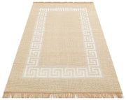 Cotton Kilim Rug – Beige Geometric Woven Flatweave Area Rug Non Slip