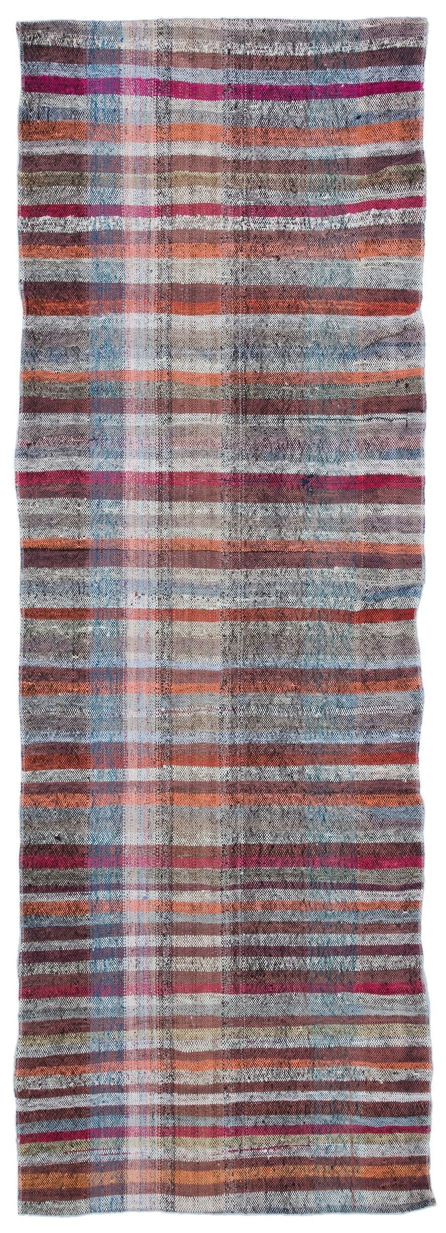 Girit Brown Striped Wool Handmade Area Rug 3'0" x 8'6"