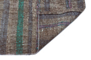 Girit Grey Striped Wool Handmade Area Rug 3'2" x 5'6"