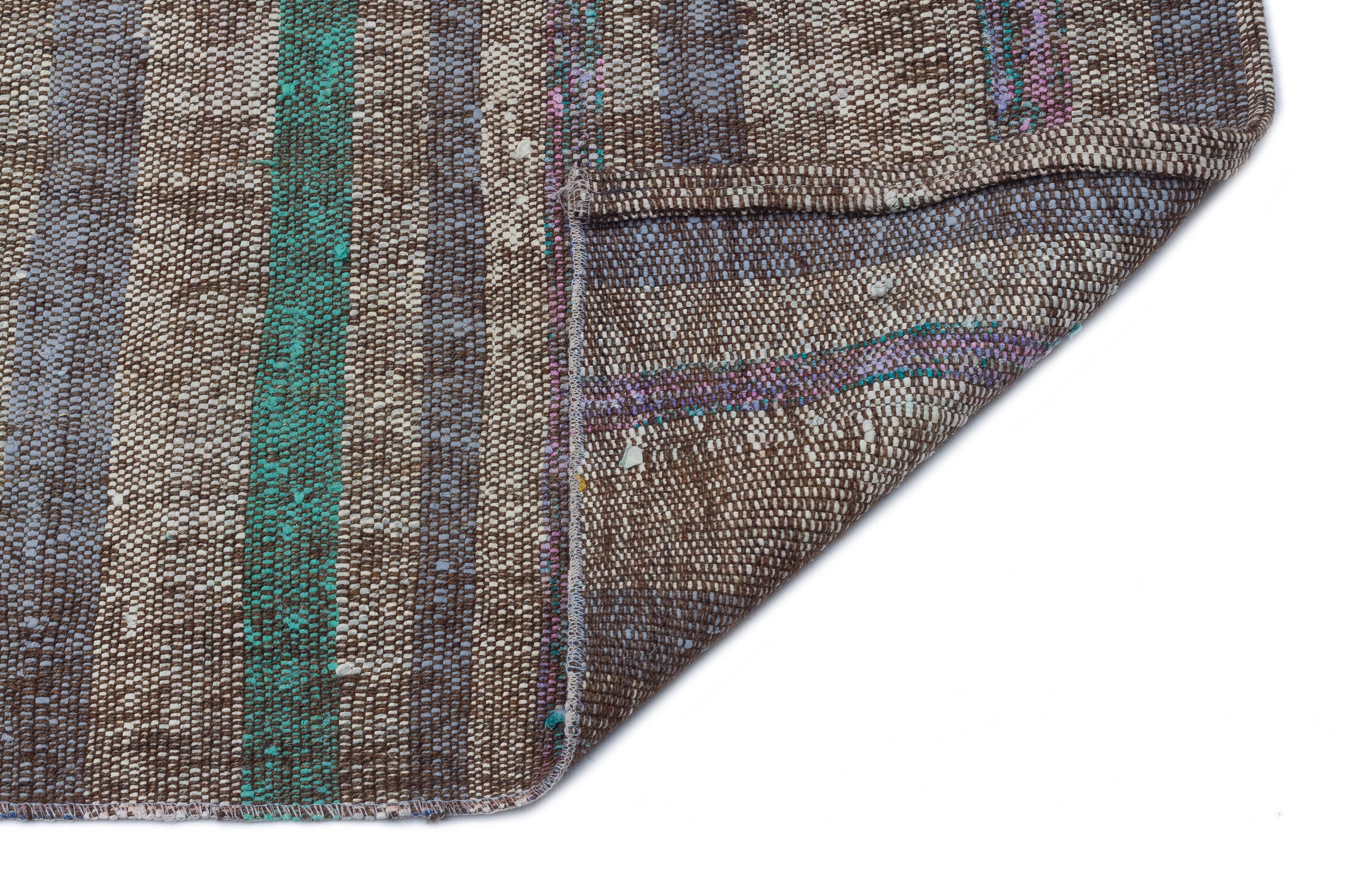 Girit Grey Striped Wool Handmade Area Rug 3'2" x 5'6"