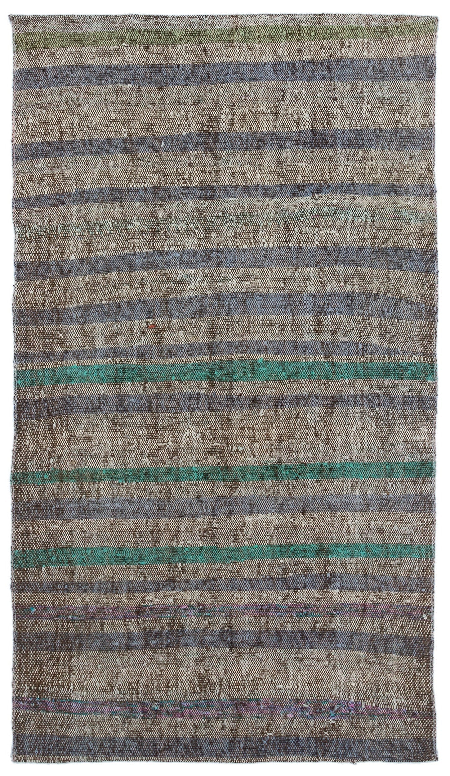 Girit Grey Striped Wool Handmade Area Rug 3'2" x 5'6"