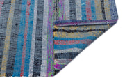 Girit Blue Striped Wool Handmade Area Rug 3'3" x 9'4"
