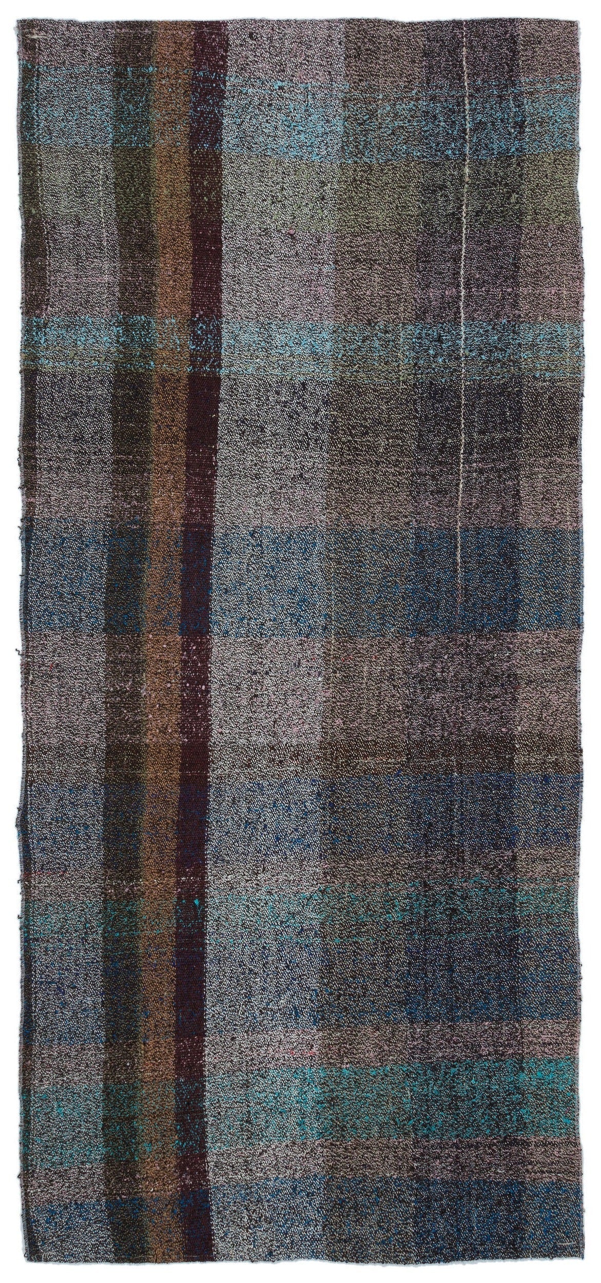 Girit Grey Striped Wool Handmade Area Rug 3'7" x 8'1"