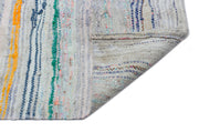 Girit Beige Striped Wool Handmade Area Rug 5'1" x 8'7"