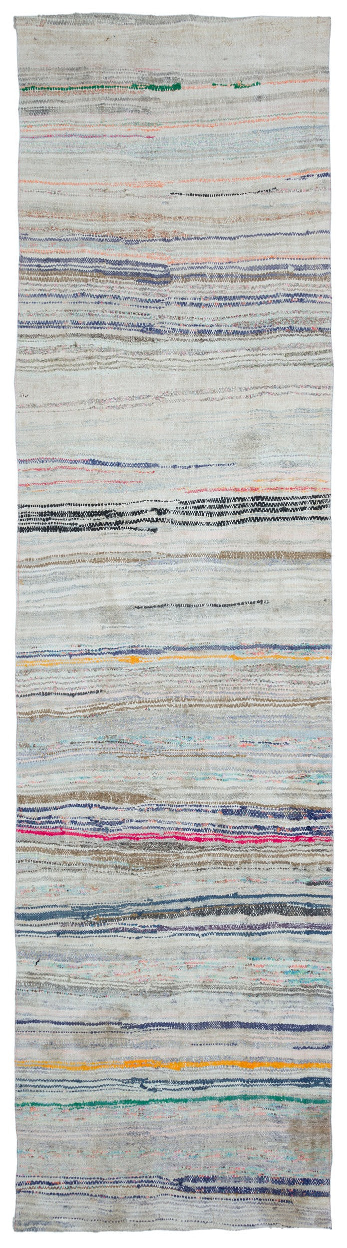 Girit Beige Striped Wool Handmade Area Rug 5'1" x 8'7"