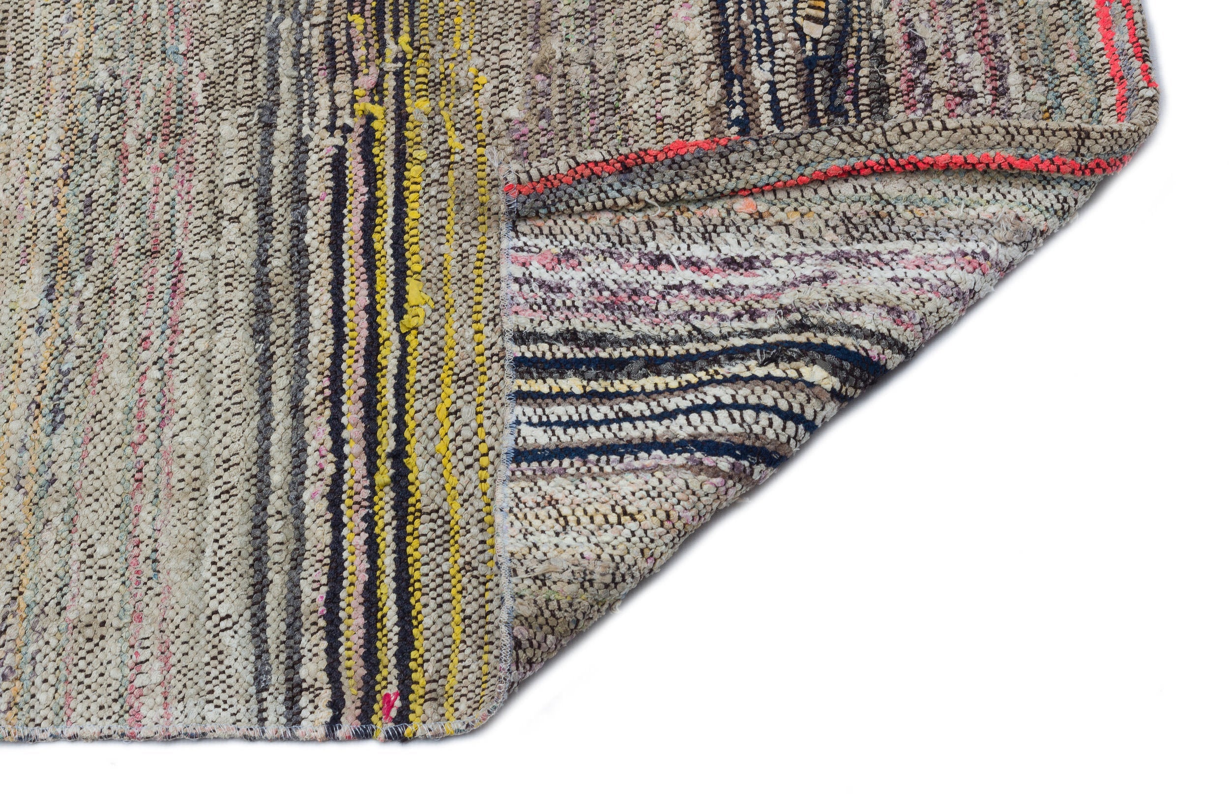 Girit Beige Striped Wool Handmade Area Rug 3'11" x 10'5"