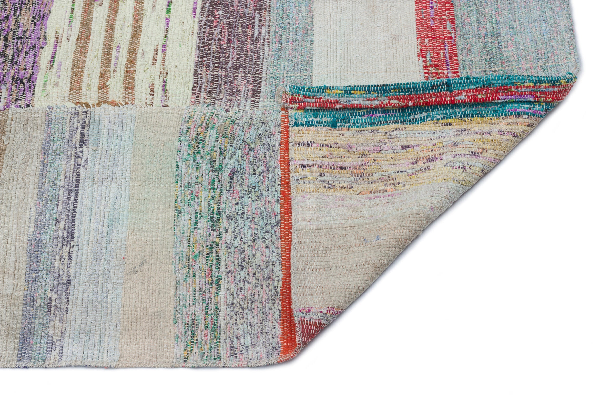 Girit Beige Striped Wool Handmade Area Rug 2'11" x 9'6"